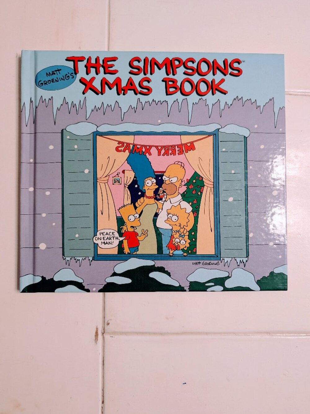 VTG The Simpsons Xmas Book 1990 1st Ed HC Matt Groening Mimi Pond Comic TV Show